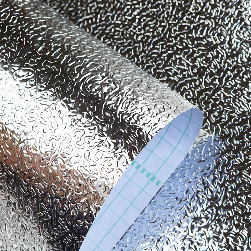 Kitchen oil proof stickers Aluminum foil orange peel pattern range hood cooktop high temperature resistance cabinets waterproof moisture-proof self-adhesive wallpaper Application Scenario