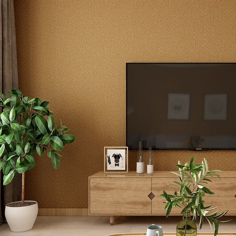 Retro Chinese-style 3d imitation bamboo woven straw wallpaper bamboo grass mat hotel theme background ceiling ceiling Japanese wallpaper details Picture