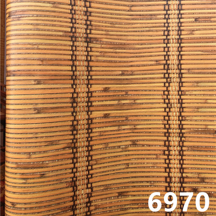 Retro Chinese-style 3d imitation bamboo woven straw wallpaper bamboo grass mat hotel theme background ceiling ceiling Japanese wallpaper Application Scenario