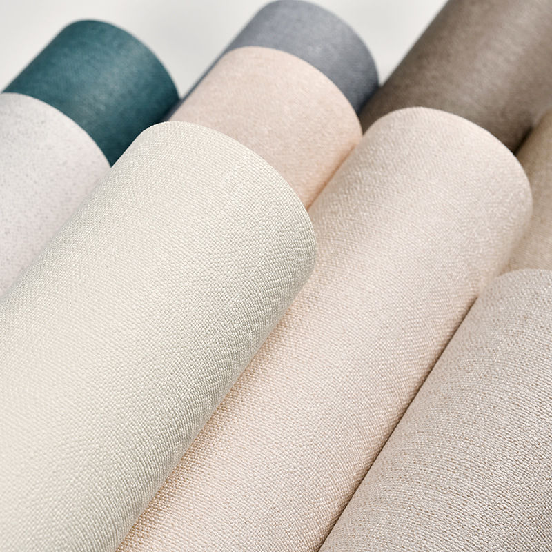 Plain wallpaper modern simple 3d imitation diatom mud living room background hotel imitation linen pattern PVC waterproof wallpaper Application Scenario
