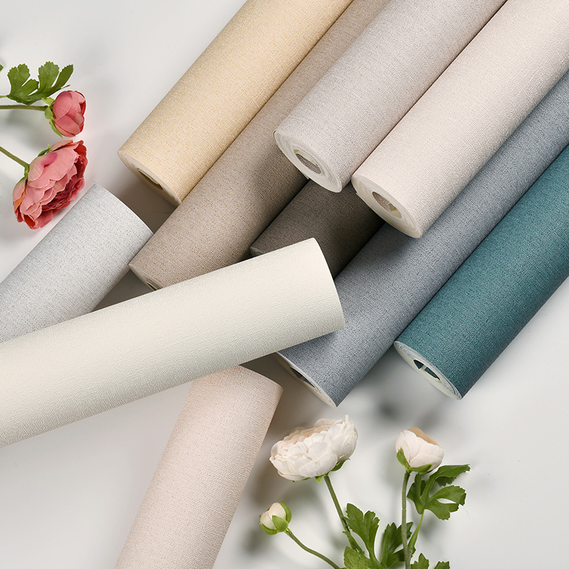 Plain wallpaper modern simple 3d imitation diatom mud living room background hotel imitation linen pattern PVC waterproof wallpaper Specification drawing