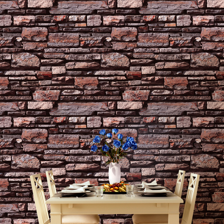 Retro 3d three-dimensional brick wallpaper brick stone cultural stone restaurant snacks guesthouse background wall wallpaper is not self-adhesive full figure
