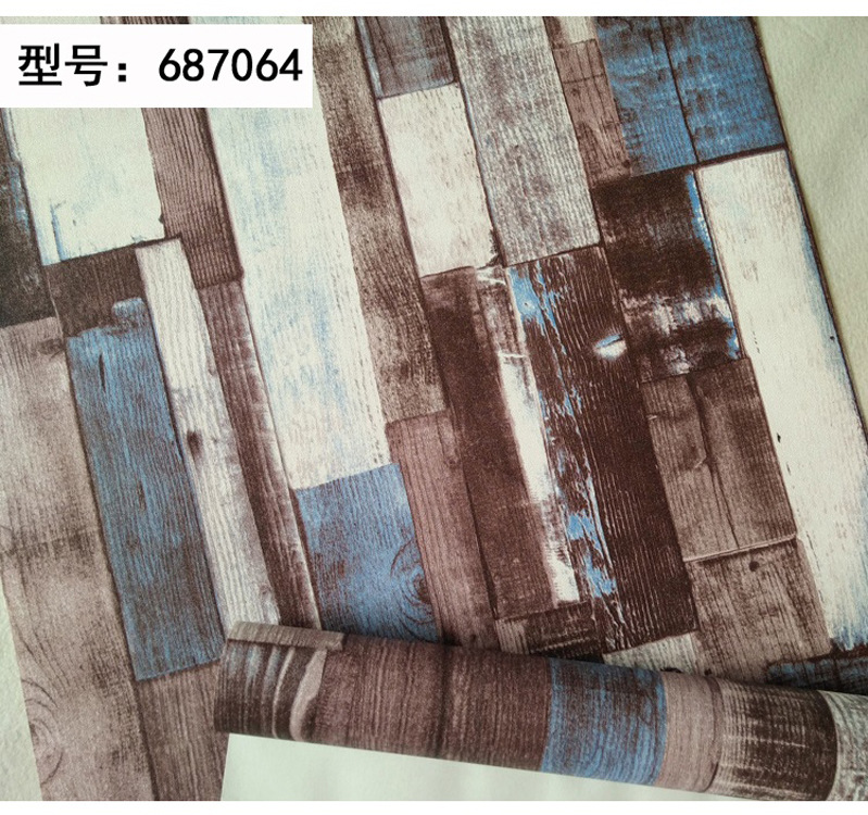 Retro wood grain wallpaper Mediterranean style blue vertical bar nostalgic wood plank shop bar living room wallpaper non-self-adhesive Application Scenario