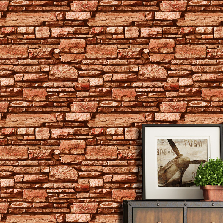 Retro 3d three-dimensional brick wallpaper brick stone cultural stone restaurant snacks guesthouse background wall wallpaper is not self-adhesive Application Scenario