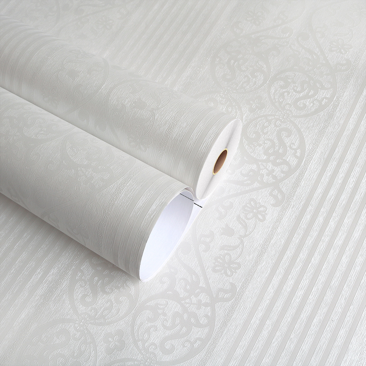 European vertical stripe self-adhesive wallpaper luxury 3D bedroom warm living room TV background wallpaper wall paste thickened PVC