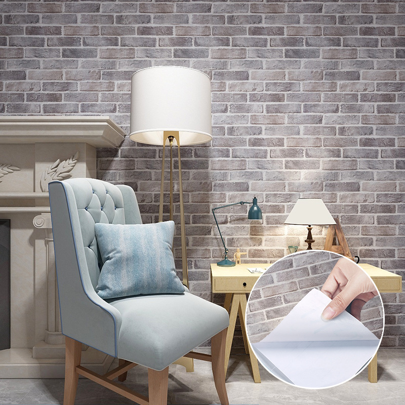 New self-adhesive imitation tile block wallpaper brick stickers waterproof thickened pearlite living room kitchen sanitary wall