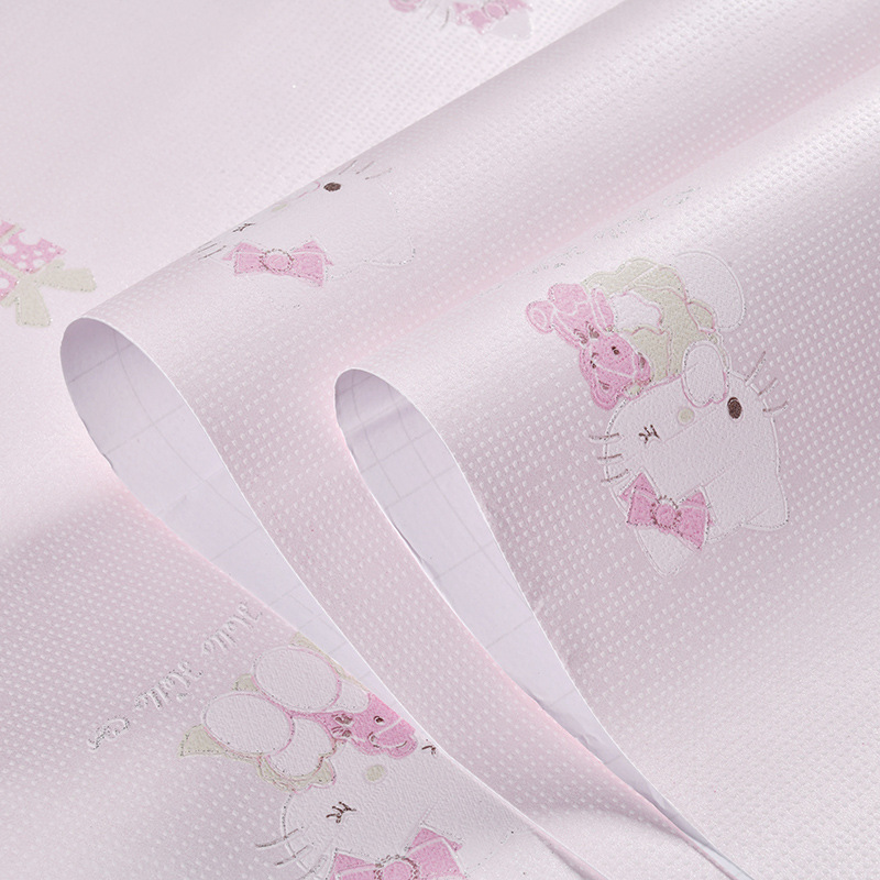 Self-adhesive wallpaper children's room cute cartoon pink girl princess room bedroom non-woven self-adhesive wallpaper