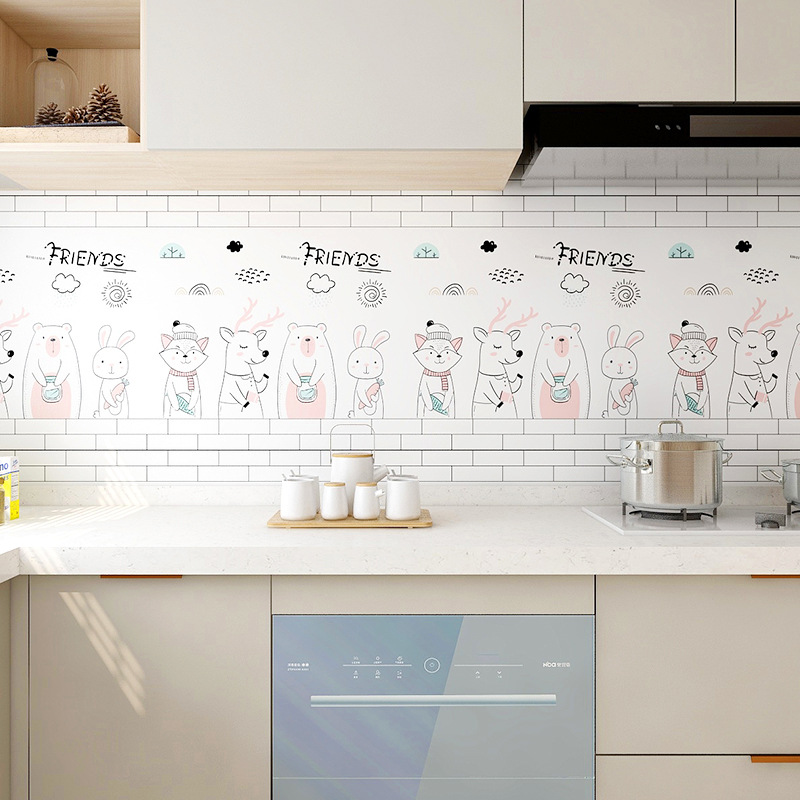 Kitchen oil-proof sticker waterproof oil-proof self-adhesive high temperature resistance range hood cooktop with cabinet wallpaper wallpaper can be replaced