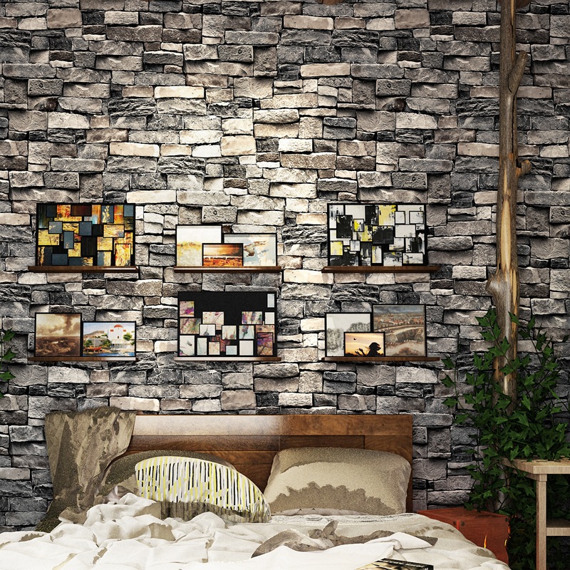 Manufacturers wholesale non - self - adhesive retro 3d stereoscopic imitation brick brick wallpaper PVC engineering culture stone wallpaper