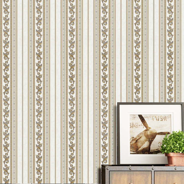 Retro simple European 3d vertical stripe wallpaper hotel hotel corridor office project decoration PVC wallpaper