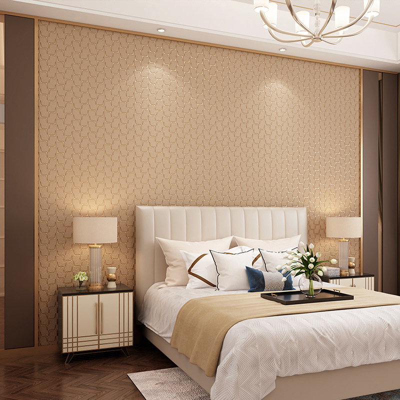 Simple modern wallpaper deerskin velvet thickened 3d stereo TV background wallpaper sofa bed wallpaper living room full spread