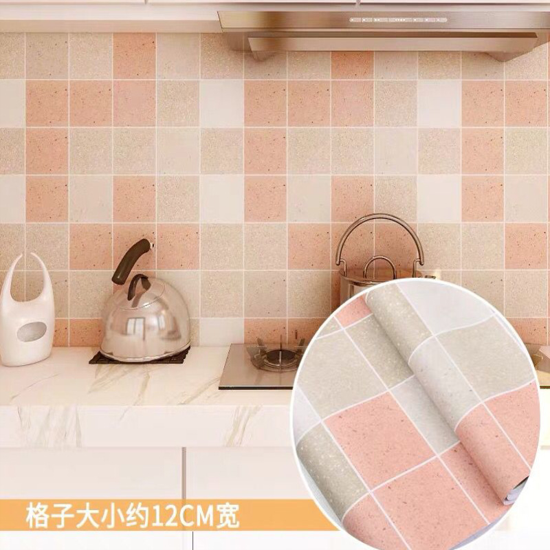 Waterproof self-adhesive wallpaper kitchen greaseproof bathroom bathroom wall paste balcony wall Mosaic imitation tile stickers