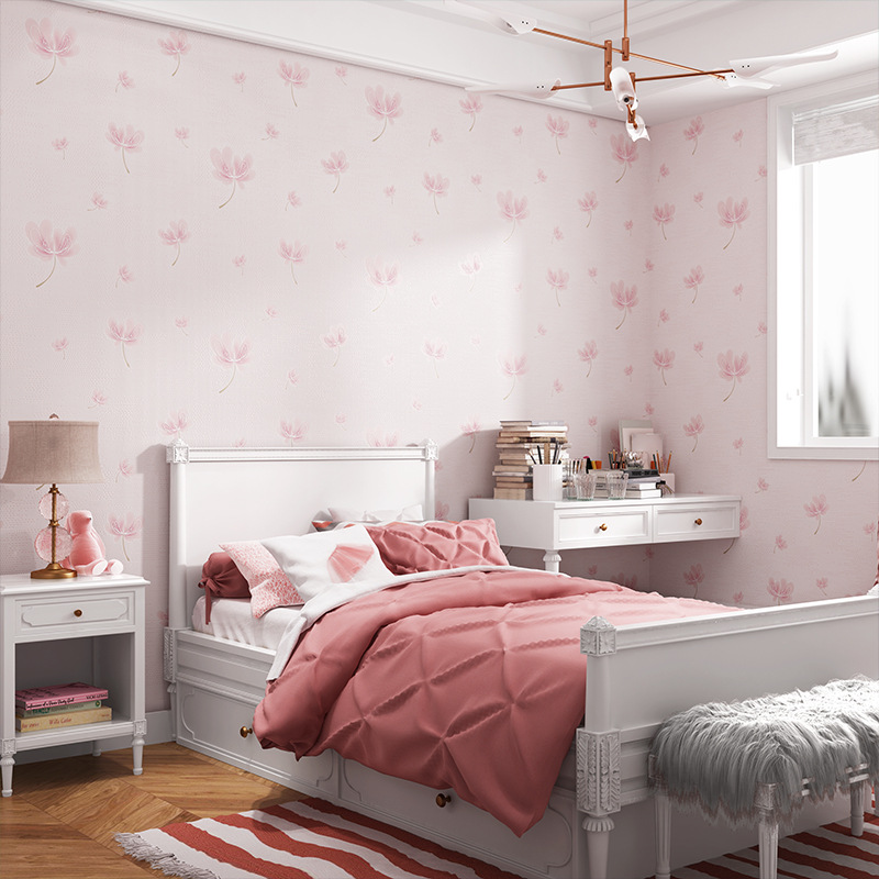 Wholesale self-pasted wallpaper home Korean style pastoral 3d non-woven self-pasted paper living room bedroom warm background wallpaper