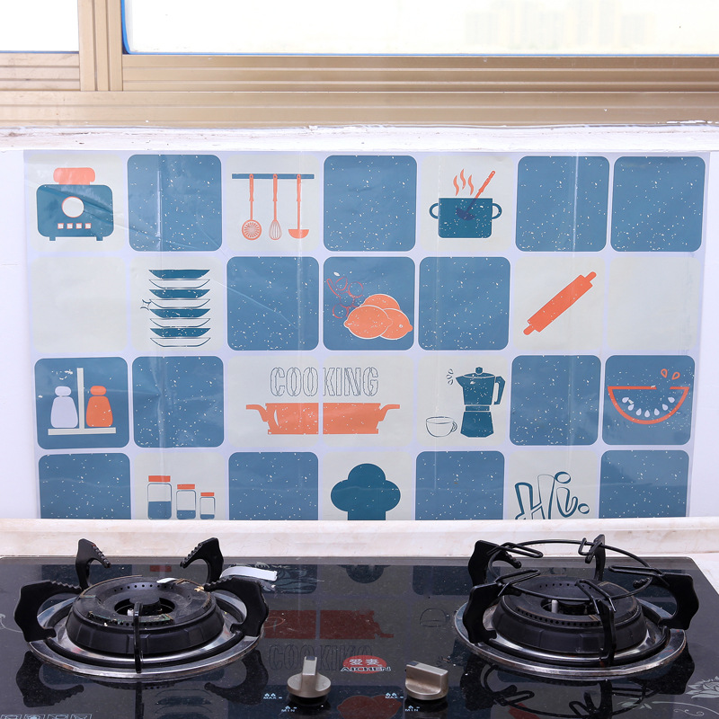 Wholesale kitchen oil proof stickers high temperature oil smoke proof paper stickers decoration wall stickers aluminum foil tile cabinet stickers