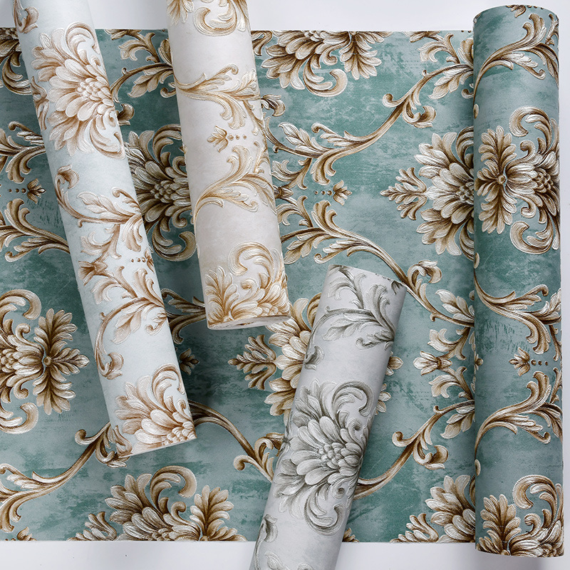 Self-adhesive wallpaper bedroom warm European pastoral 3d non-woven fine pressed living room sofa background wall self-adhesive wallpaper