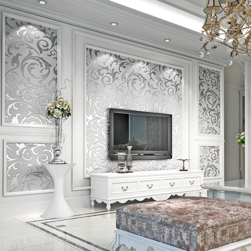 Factory wholesale simple European style 3d hooked ranunculus non-woven wallpaper bedroom full cover living room hotel wallpaper