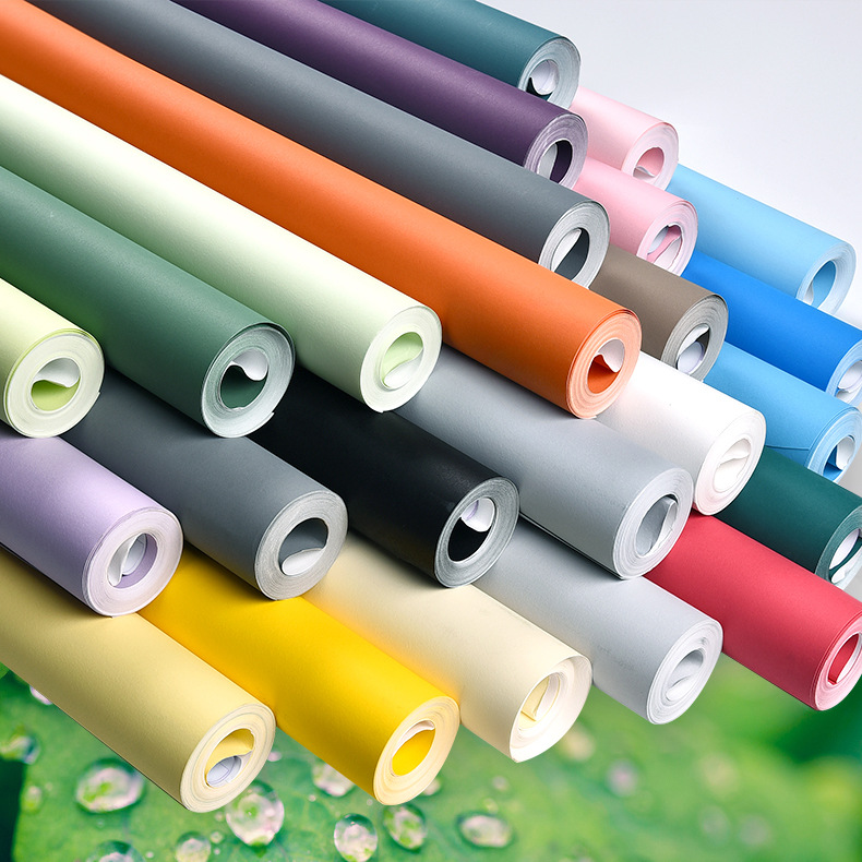 Wholesale hair solid color wallpaper non-self-adhesive non-woven bedroom warm living room hotel gray dark green wallpaper