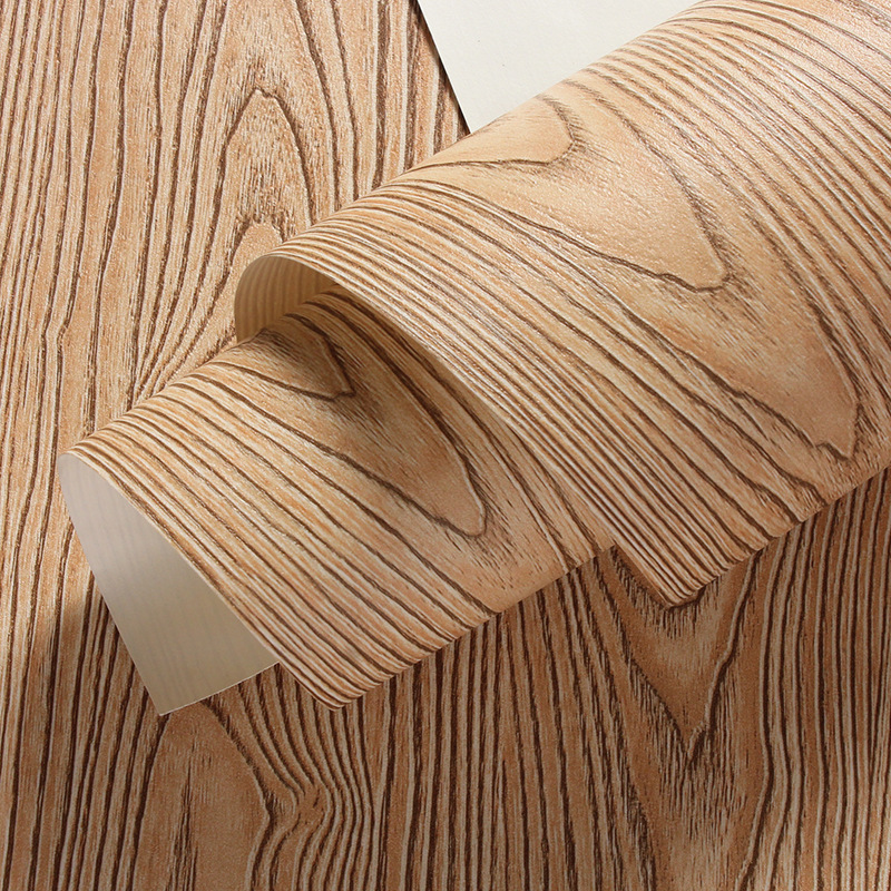 Chinese style 3d wood grain wallpaper wood color mahogany color hotel restaurant box hotel bedside background wall PVC wallpaper