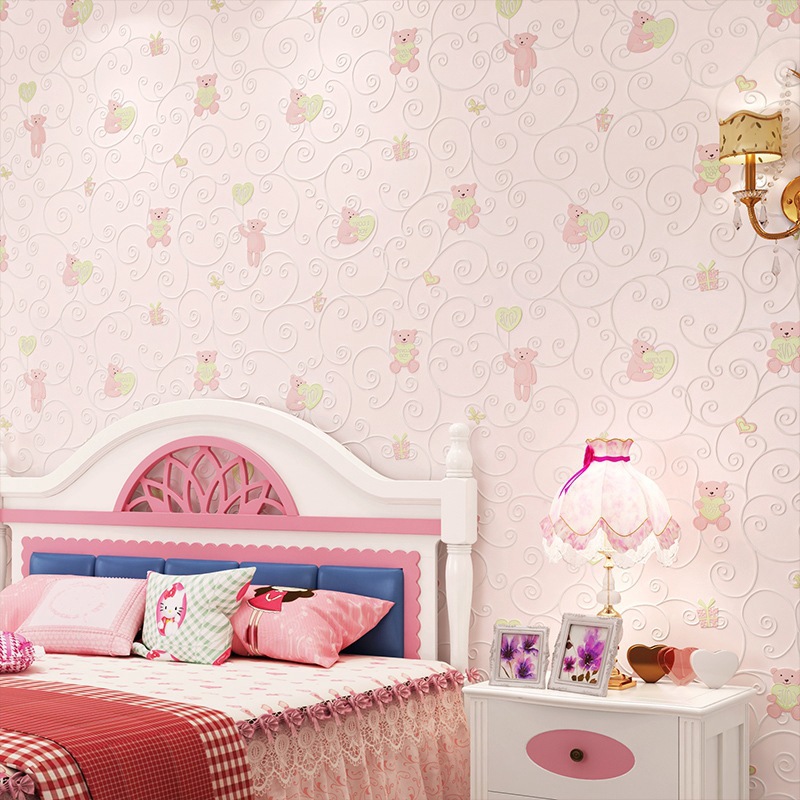 Wholesale children's room cartoon 3d three-dimensional non-woven wallpaper fine pressure boys and girls room children's clothing store wallpaper