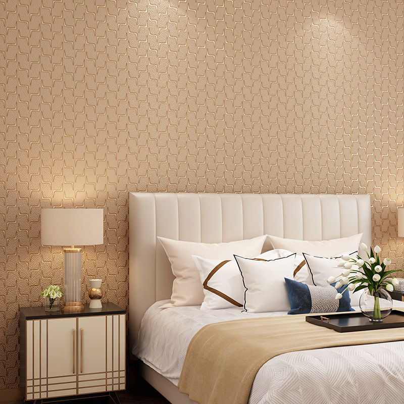 Simple modern wallpaper deerskin velvet thickened 3d stereo TV background wallpaper sofa bed wallpaper living room full spread