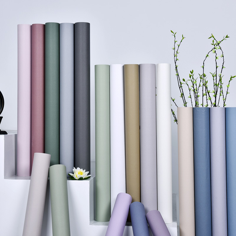 Waterproof and moisture-proof self-adhesive wallpaper Wallpaper Bedroom kindergarten instant Note desktop furniture cabinet refurbished solid color stickers