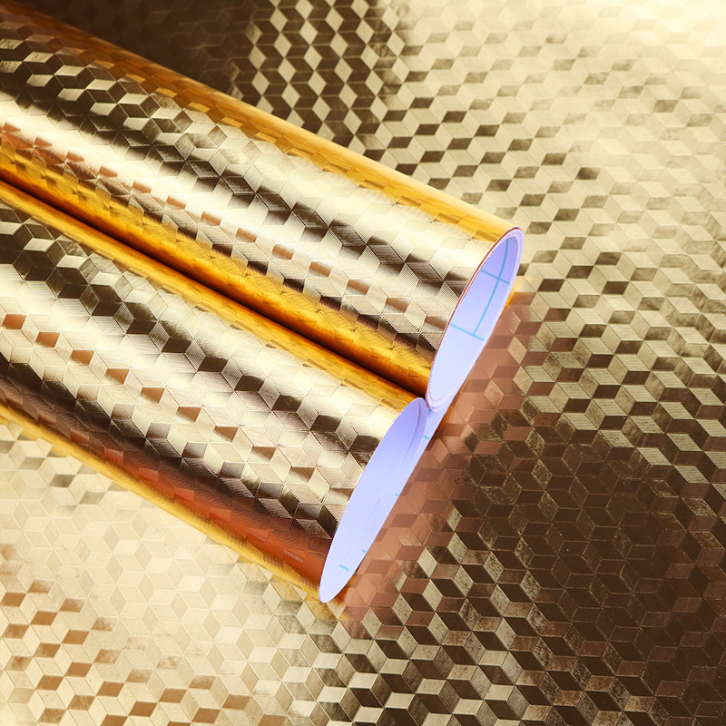 Gold plaid oil proof stickers Kitchen self-adhesive cooktop high temperature resistant cabinets waterproof moisture-proof Buddhist Hall decorative film