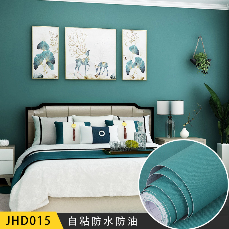 Wall self-pasted paper waterproof moisture-proof scrubbing dormitory solid color bedroom bedroom background wall decoration wallpaper wholesale