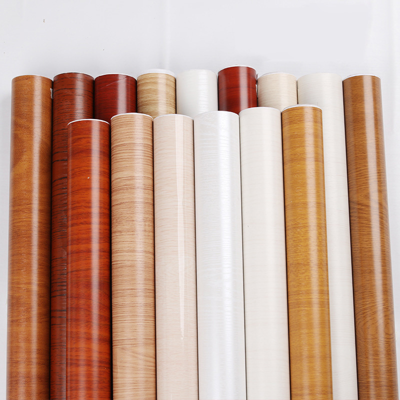 Xuan Mei PVC self-adhesive wallpaper thickened retro wood grain wholesale table clothes cabinet door cabinet old furniture renovation