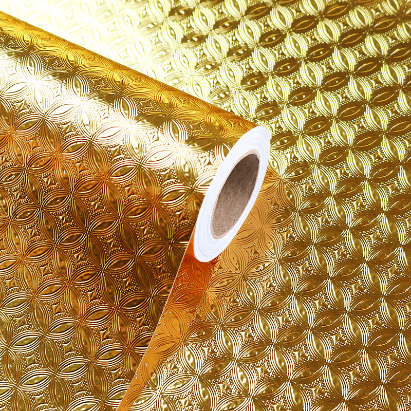 Gold self-adhesive wallpaper kitchen oil proof stickers high temperature cabinet waterproof moisture-proof thickened copper money decorative film